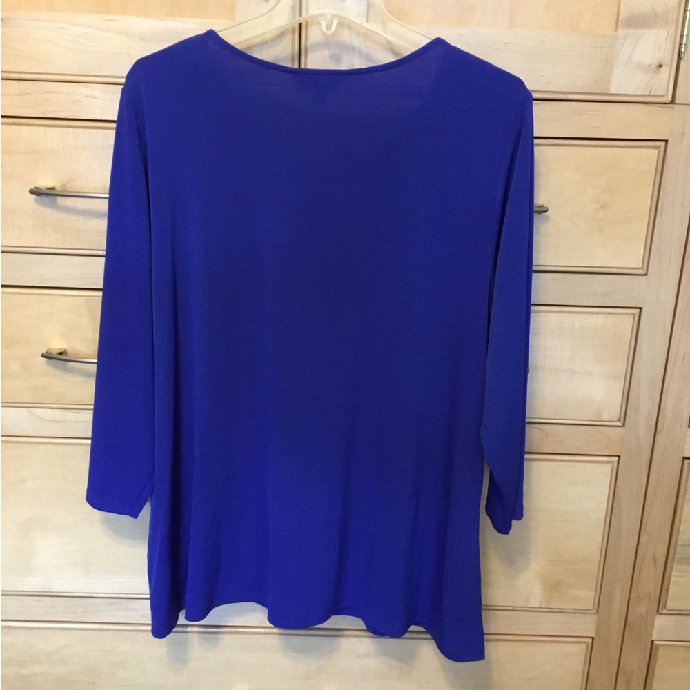 Croft & Barrow XXL Blue 3/4 sleeve blouse pull over w/ rusching detail - Picture 2 of 7